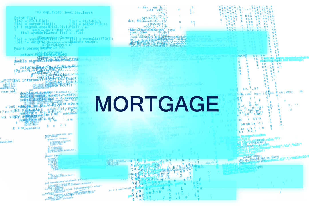 Graphic Display of Transparent Mortgage Text with Abstract Background