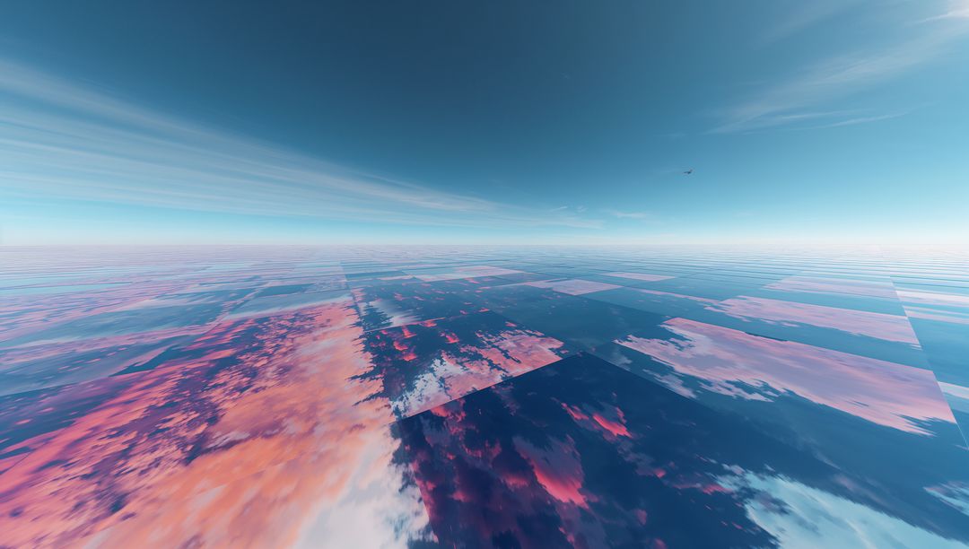 Surreal Mirrored Cloud Mosaic Over Infinite Horizon