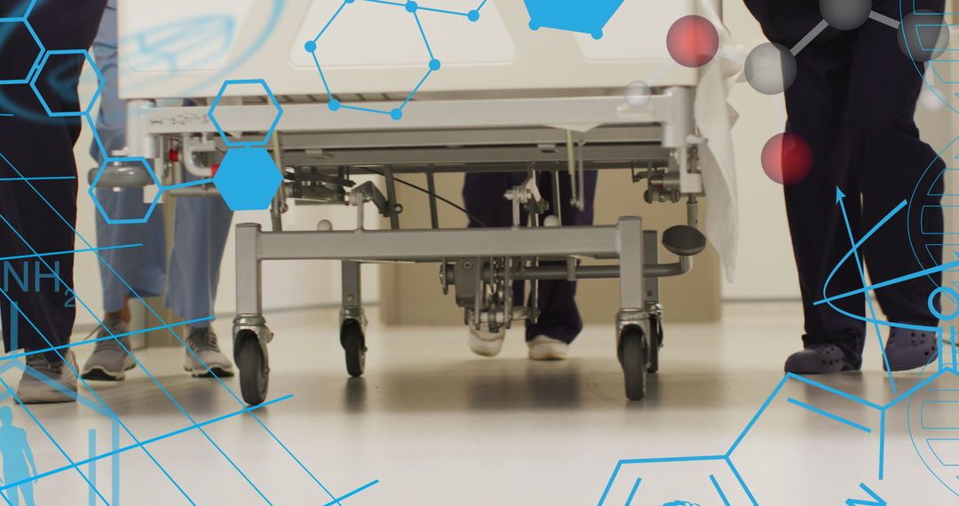 Healthcare Professionals with Digital Interface and Molecular Patterns