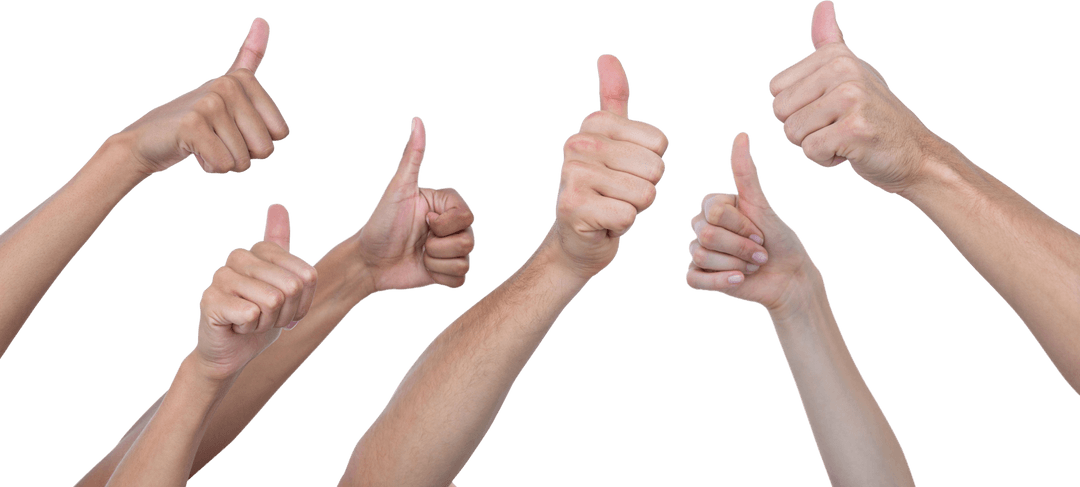 Multiple Hands Giving Thumbs Up on Transparent Background