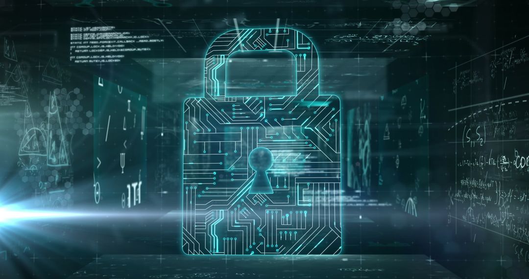 Digital Security Icons and Encryption Technology Theme