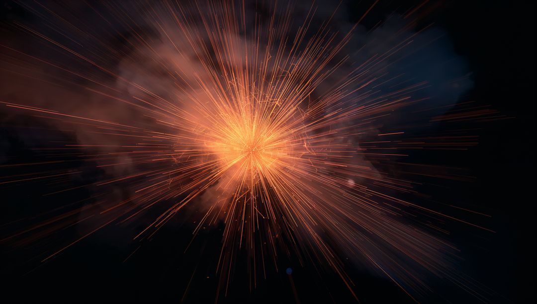 Dynamic Burst of Orange Radiance with Energetic Sparks