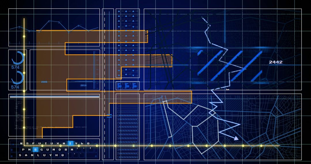 Digital Grid with Data Processing and Global Connections Visualization - Free Images, Stock Photos and Pictures on Pikwizard.com