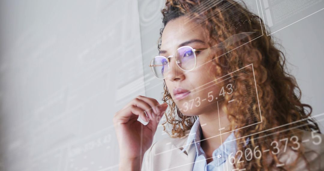 Professional Analyst Interacting with Futuristic Data Interface