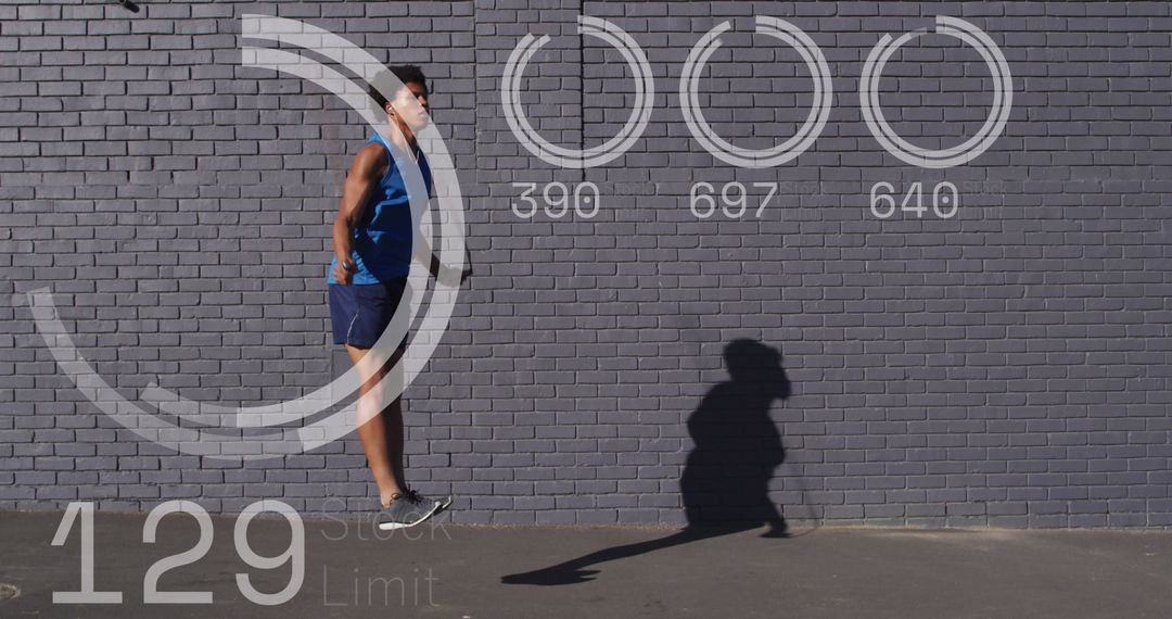 Man Jumping Rope with Digital Interface Overlay