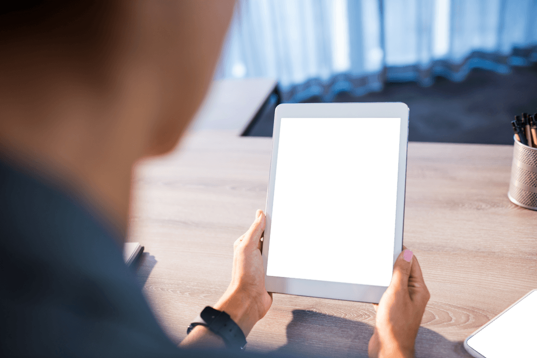 Transparent Screen of Tablet in Office Environment