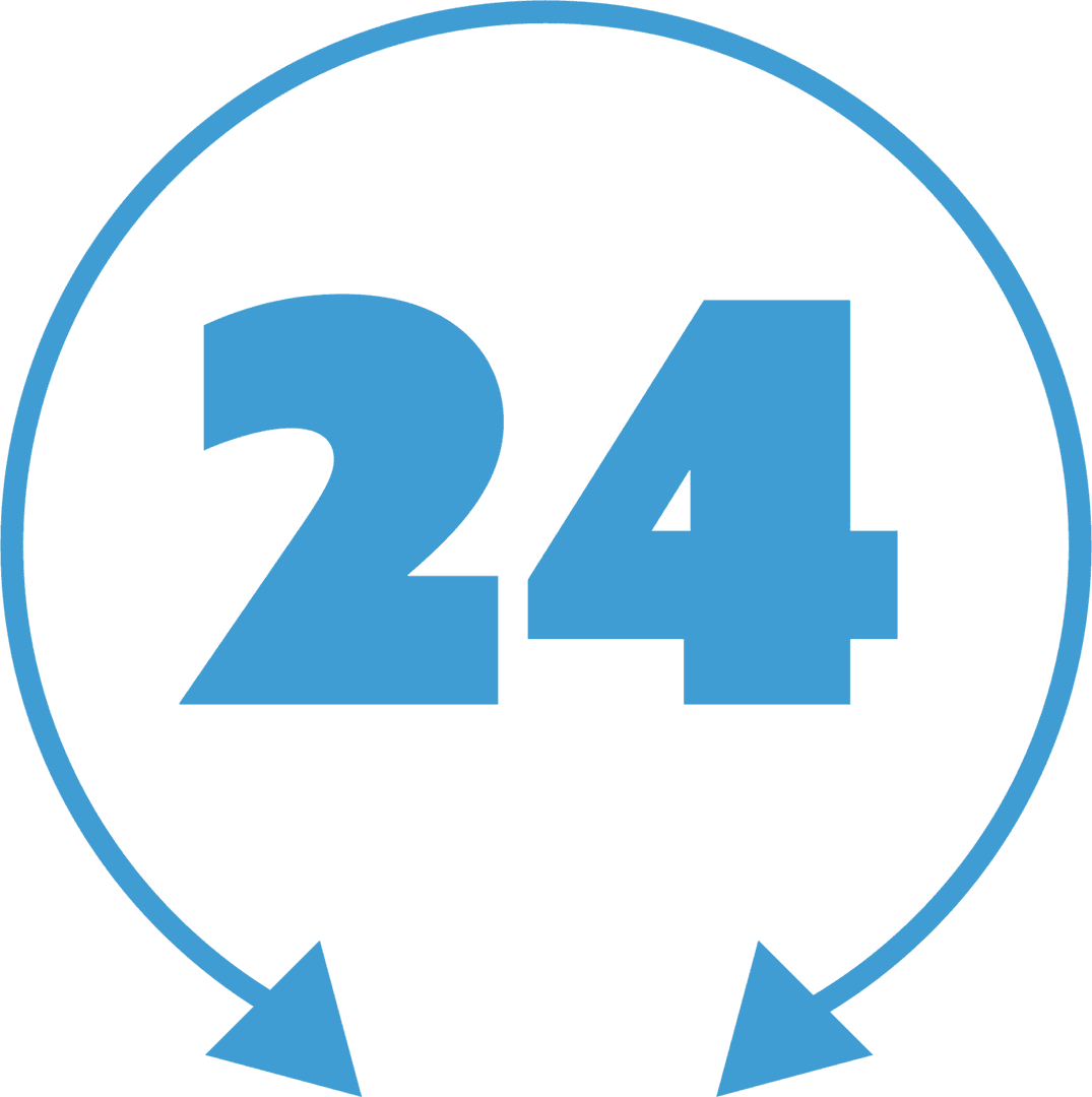 Blue 24 Number with Directional Arrows Transparent Design