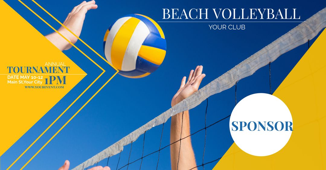 Beach Volleyball Tournament Promotion Event - Download Free Stock Templates Pikwizard.com