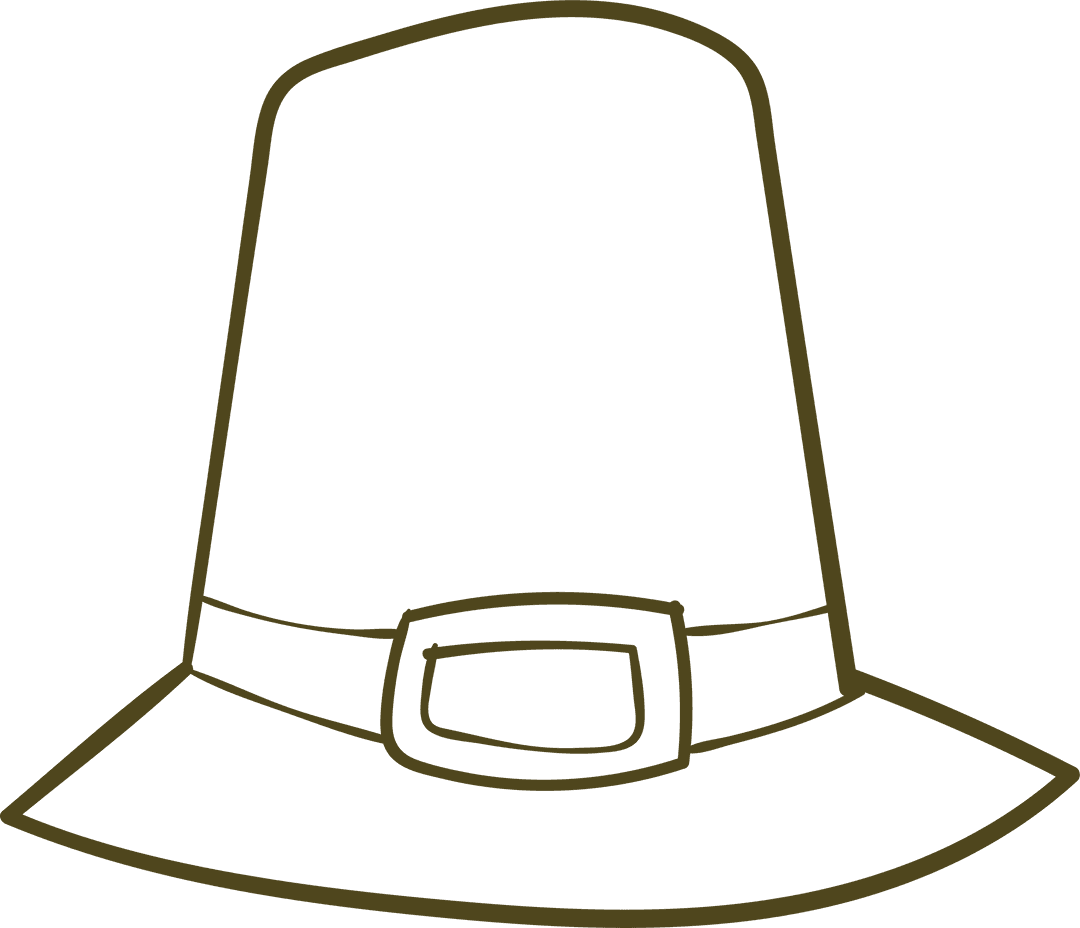 Transparent Brown Witch Hat Outline Clipart with Belt