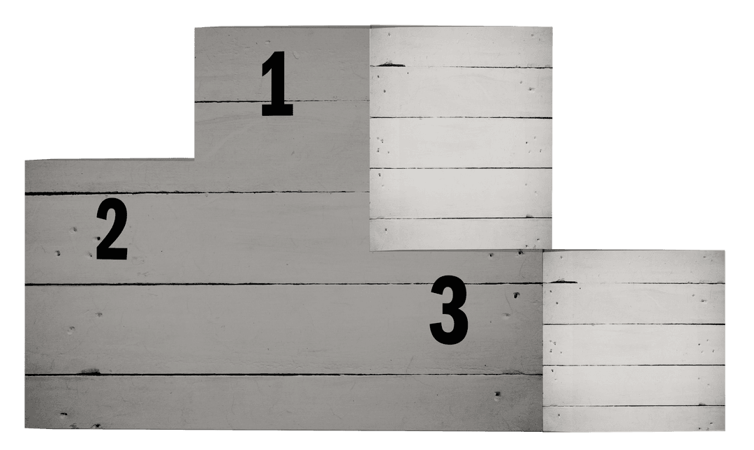 Transparent Wooden Podium Illustration with Numbers for Competitions