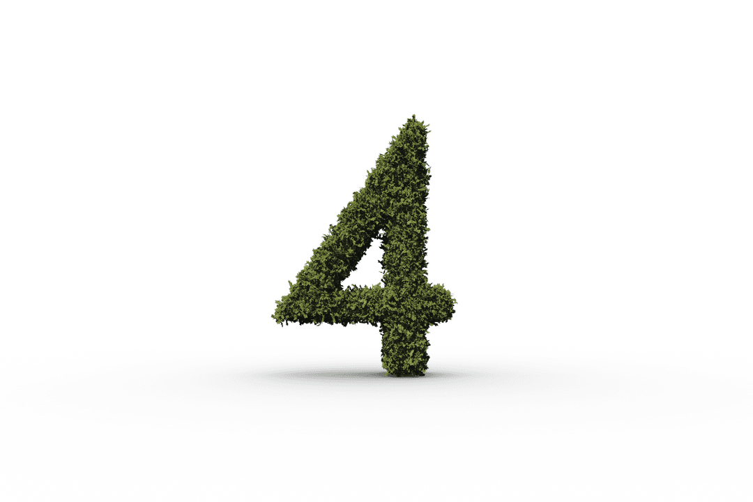 Transparent Grass Textured Number Four Illustration