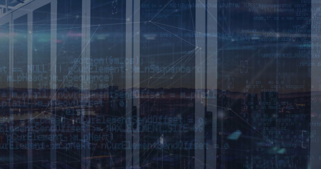 Digital Data Streaming Metropolis Cityscape