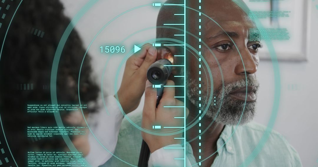 Digital Health Check Exam with Patient and High-Tech Interface