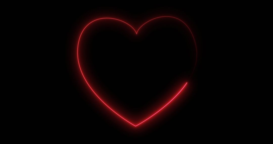 Glowing Neon Heart on Black Background with Digital Effect