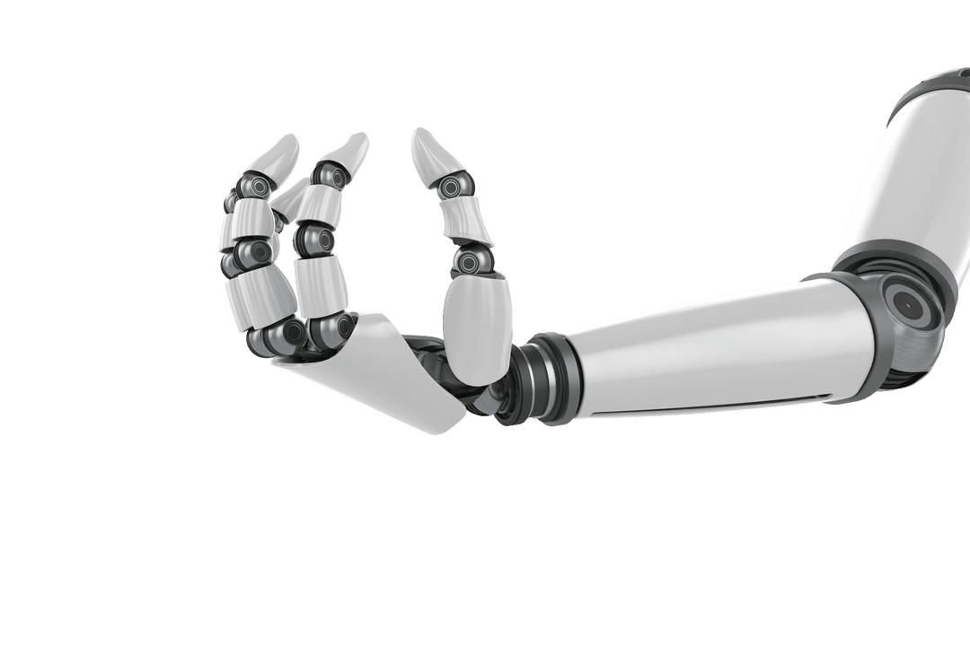 Robotic Arm Displaying Holding Gesture on Transparent Background