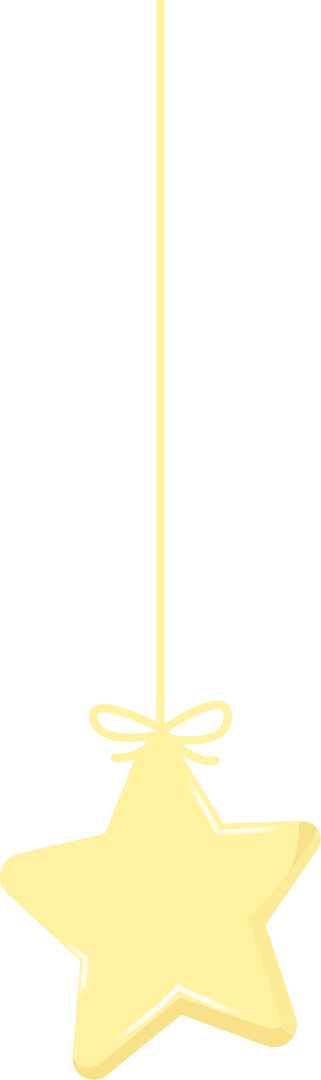 Flat Design Hanging Star Ornament with Bow on Transparent Background