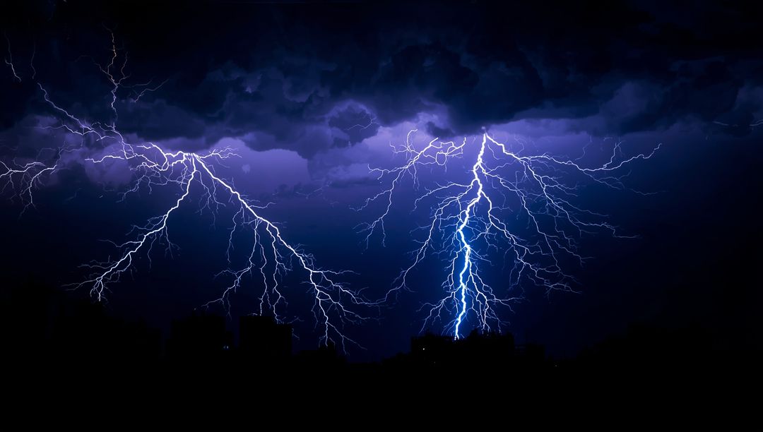 Dramatic Night Thunderstorm with Vibrant Lightning