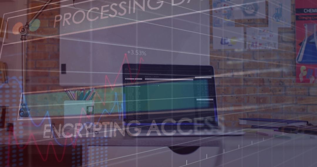 Modern Workspace with Data Processing Overlay