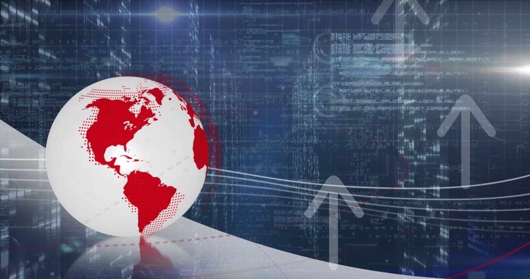 Global Networking Concept with Spinning Globe and Data