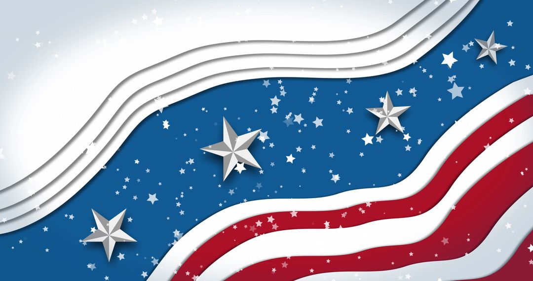 Patriotic American Flag and Stars on Blue Background