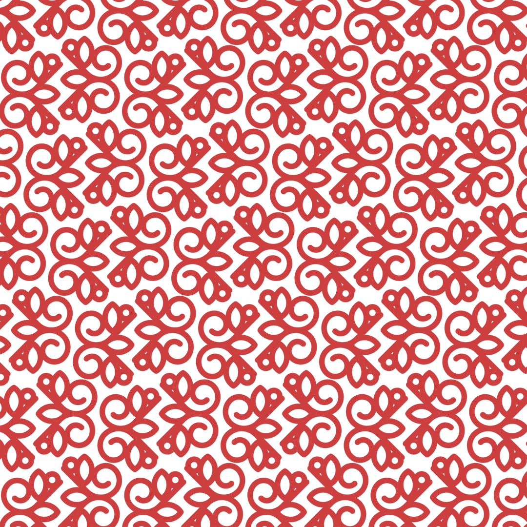 Decorative Red Floral Pattern on Transparent Background