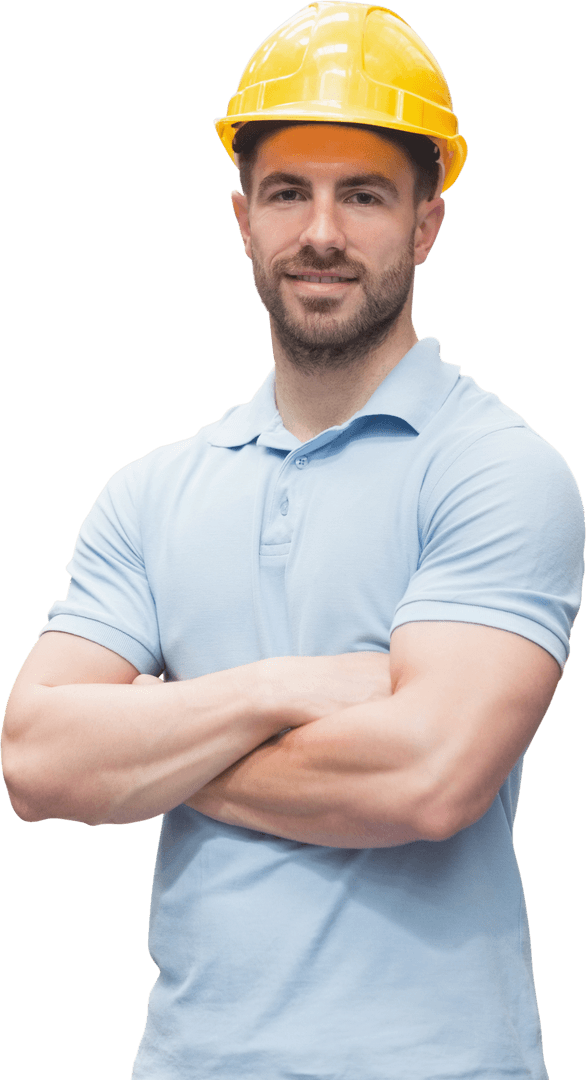 Confident Engineer in Workwear Transparent Background