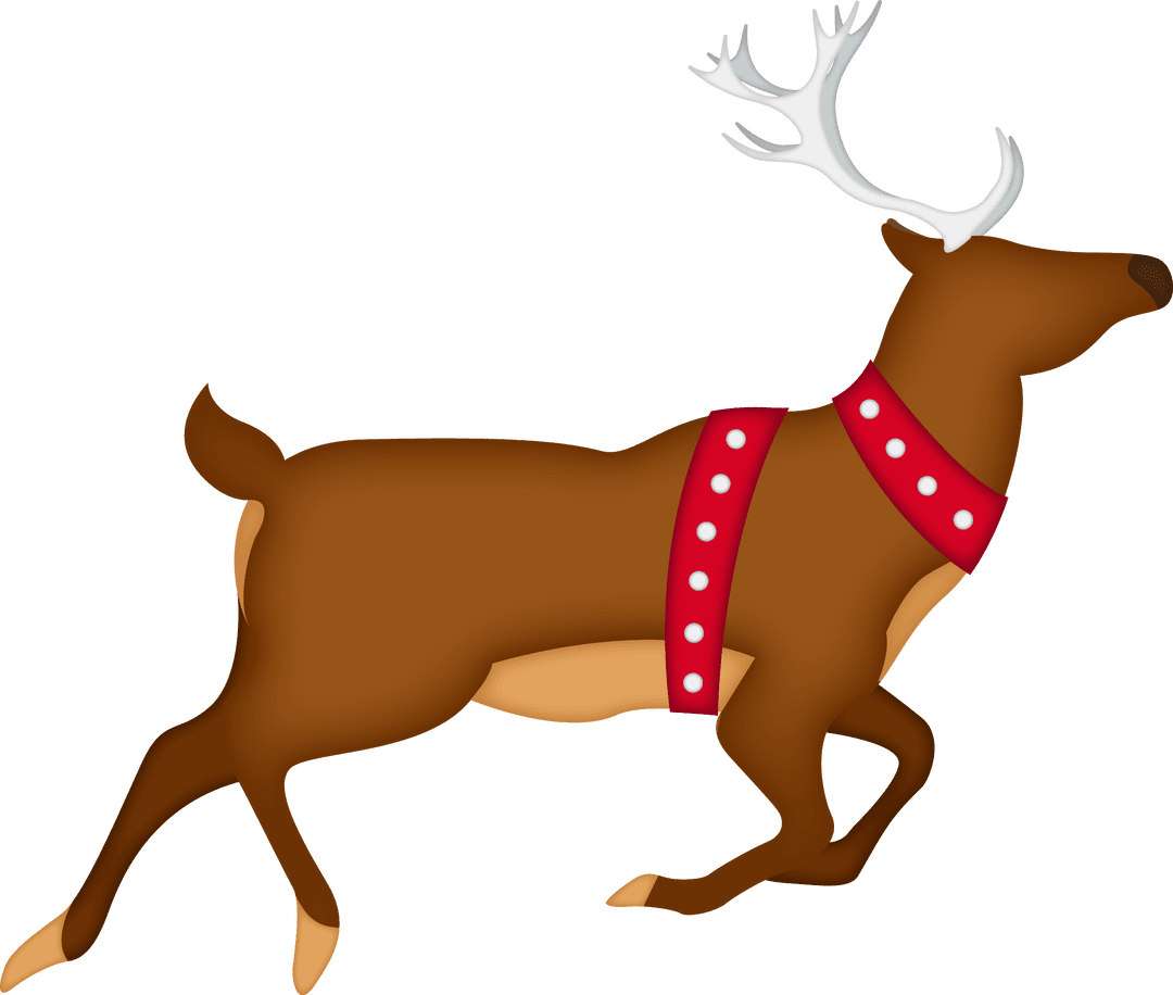 Transparent Reindeer with Red Christmas Decoration Clipart
