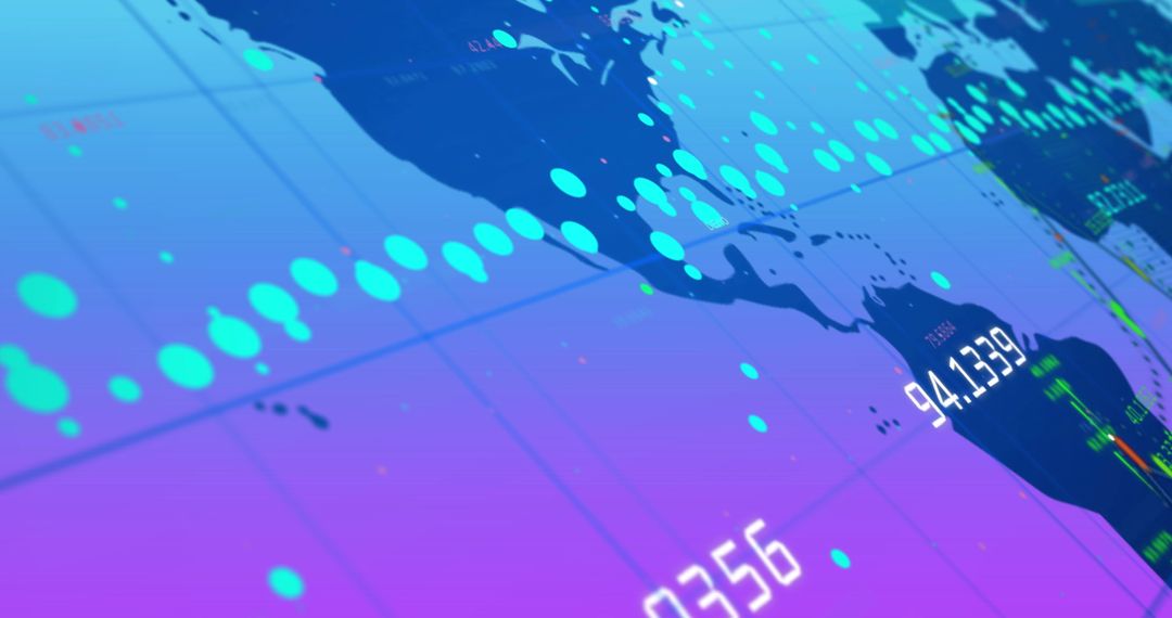 Digital Data over Global Map Representing Technology Trends