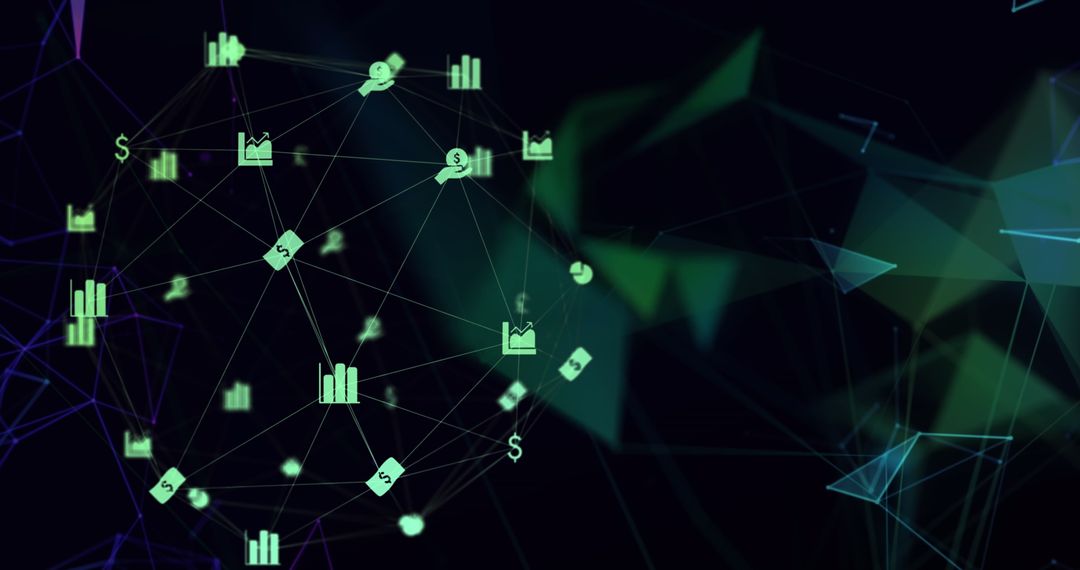 Abstract Digital Network with Financial Icons