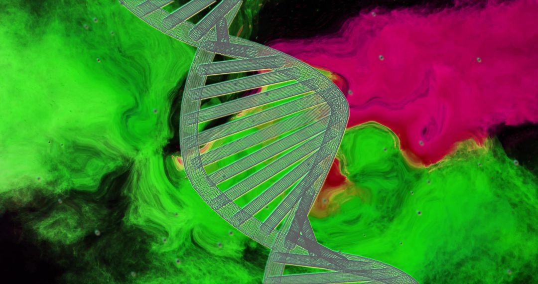 Abstract DNA Strand Over Vibrant Digital Background