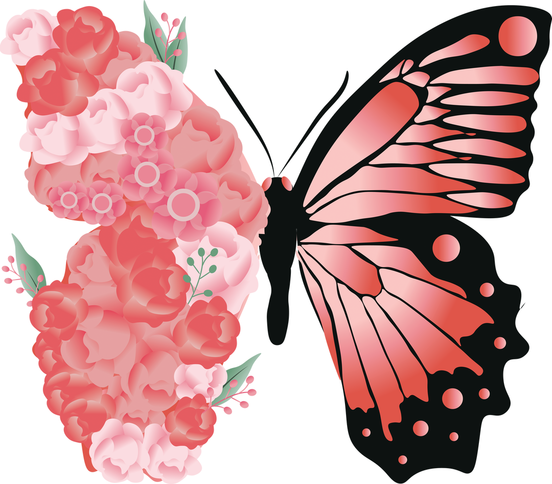 Translucent Butterfly with Floral Wing Illustration on Transparent Background - Download Free Stock Images Pikwizard.com