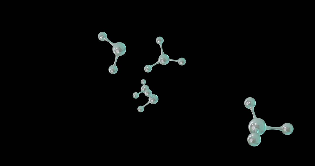 Futuristic 3D Representation of Molecules on Black Background