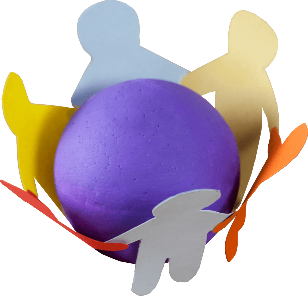 Transparent Paper Figures Holding Globe Together