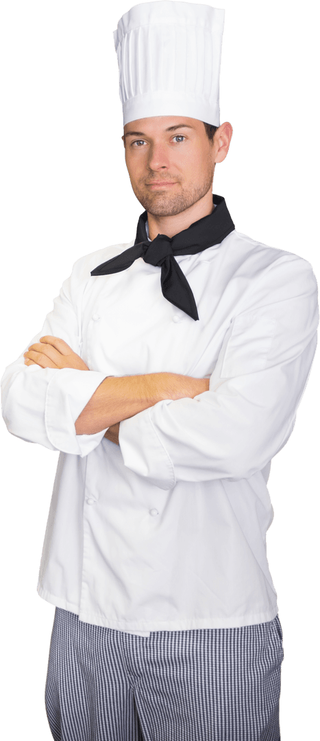 Confident Male Chef in White Uniform on Transparent Background