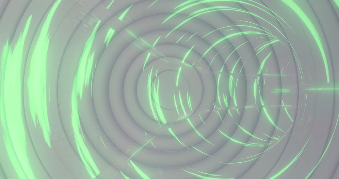 Green Digital Tunnel with Concentric Circles Representing Data Flow