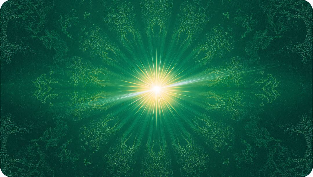 Radiating Emerald Core with Golden Starburst and Fractal Mandala Ornament