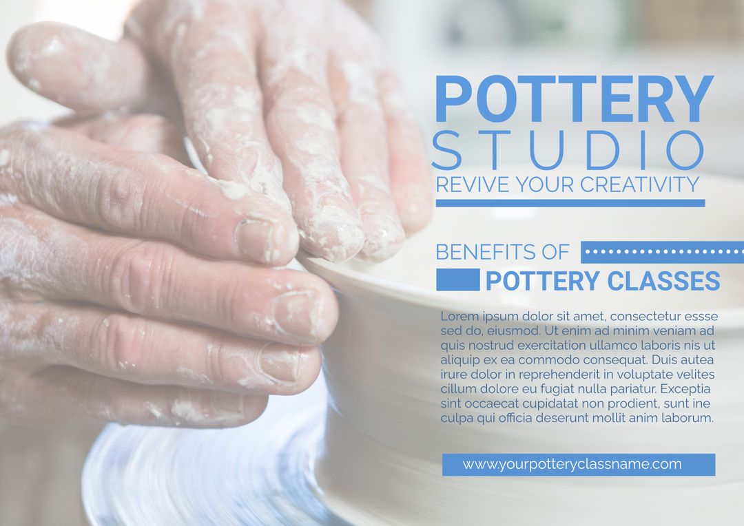 Pottery Studio Promotional Flyer Highlighting Creative Workshops for Art and Therapy - Download Free Stock Templates Pikwizard.com