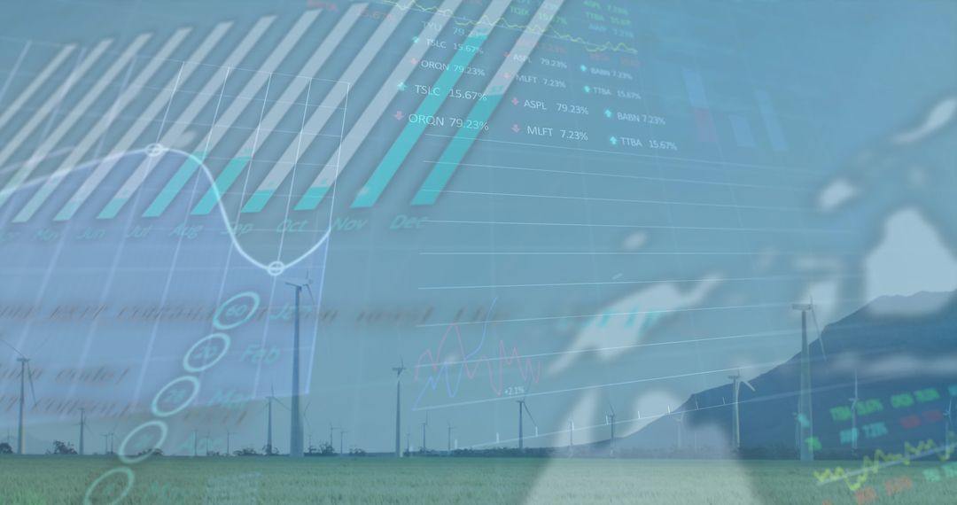 Digital Data Interface Over Advanced Wind Farm Landscape