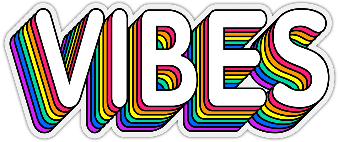 Transparent Retro Rainbow Vibes Text with Vintage Style - Download Free Stock Images Pikwizard.com