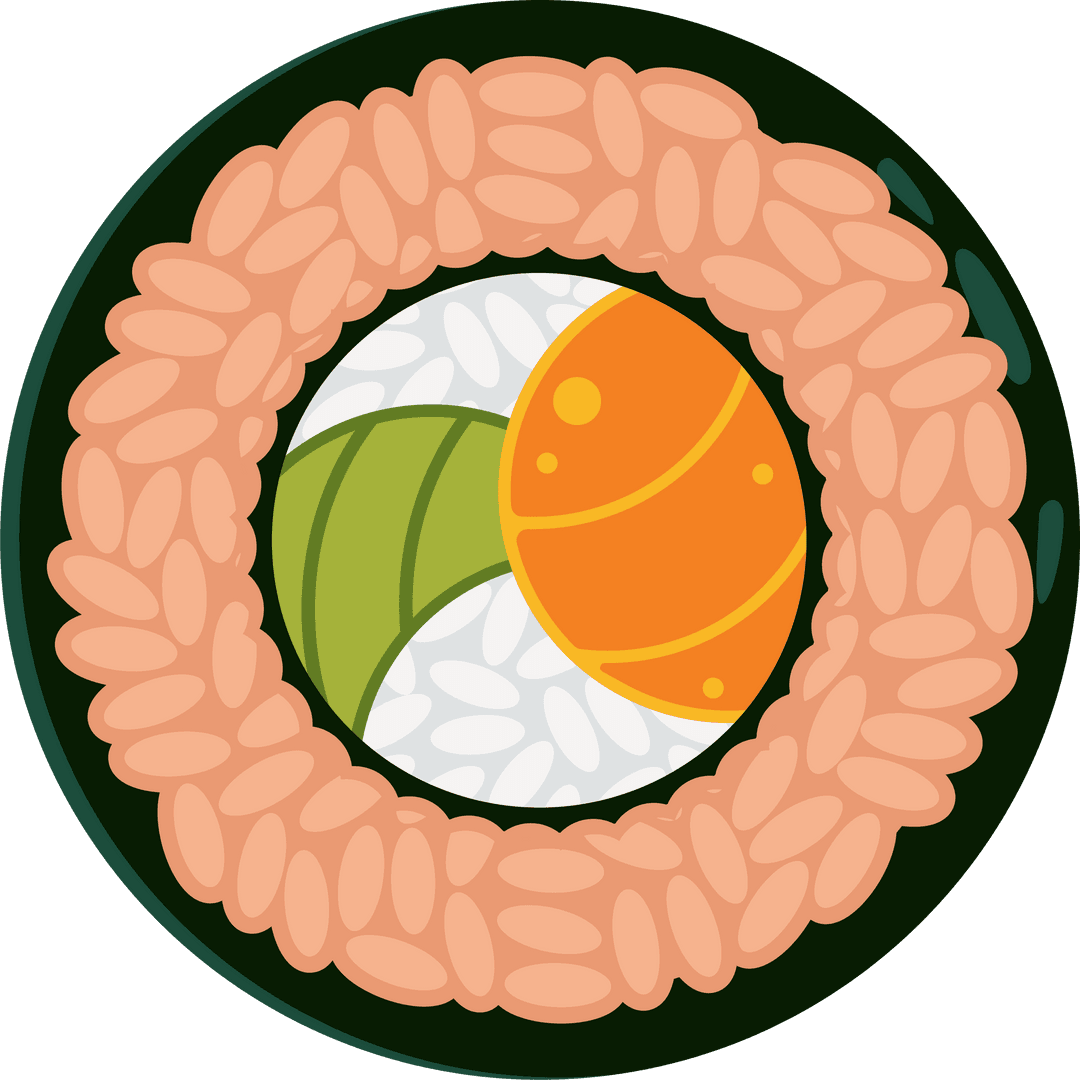 Vector Transparent Maki Sushi With Salmon, Avocado and Rice