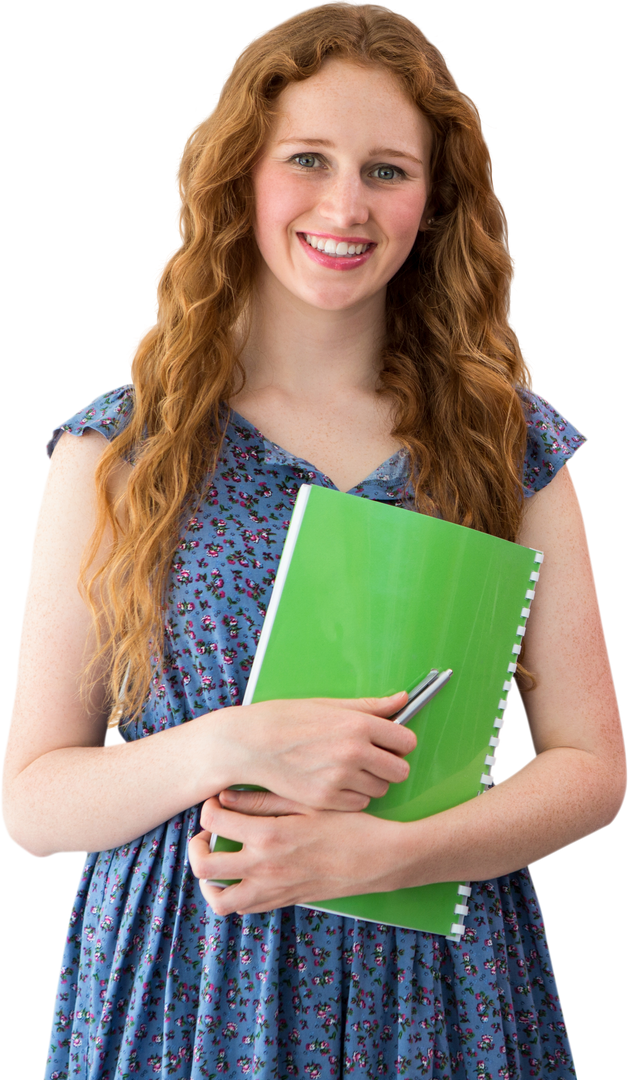 Happy Caucasian Female Student Holding Notebook with Transparent Background - Download Free Stock Images Pikwizard.com