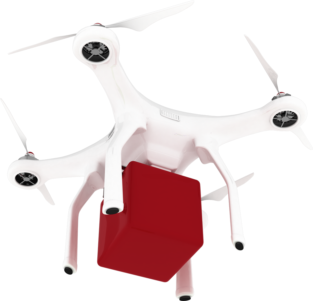 White Quadcopter Drone Carrying Red Delivery Box Isolated - Download Free Stock Images Pikwizard.com