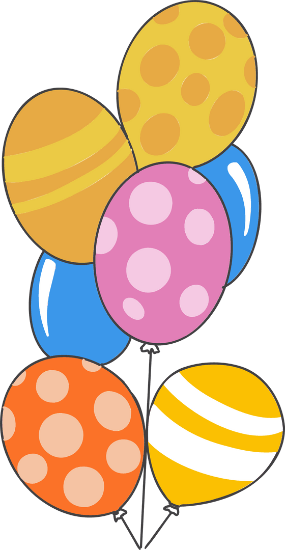 Colorful Patterned Balloons on Transparent Background for Festive Occasions
