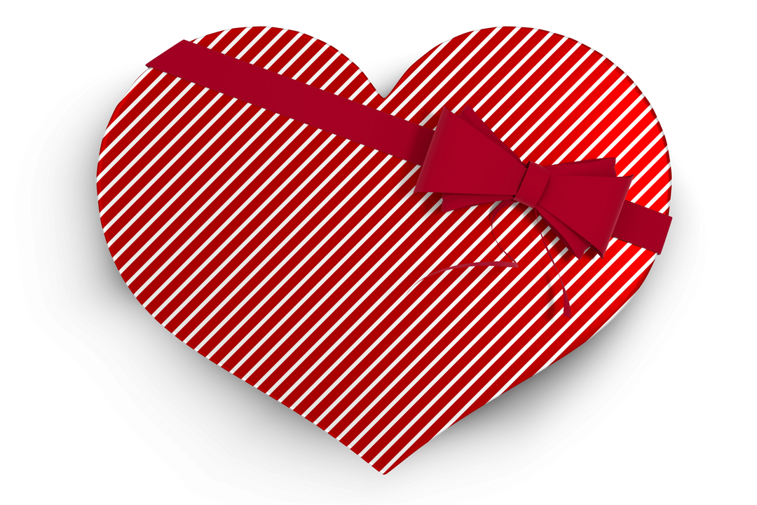 Heart Shaped Box with Red Ribbon and Striped Pattern on Transparent Background - Download Free Stock Images Pikwizard.com