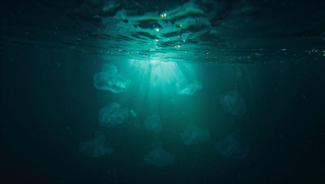 Magical Sunbeams Illuminating Ocean Depths with Translucent Shapes