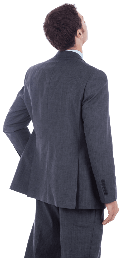 Transparent Businessman Standing with Hand on Hip in Formal Suit