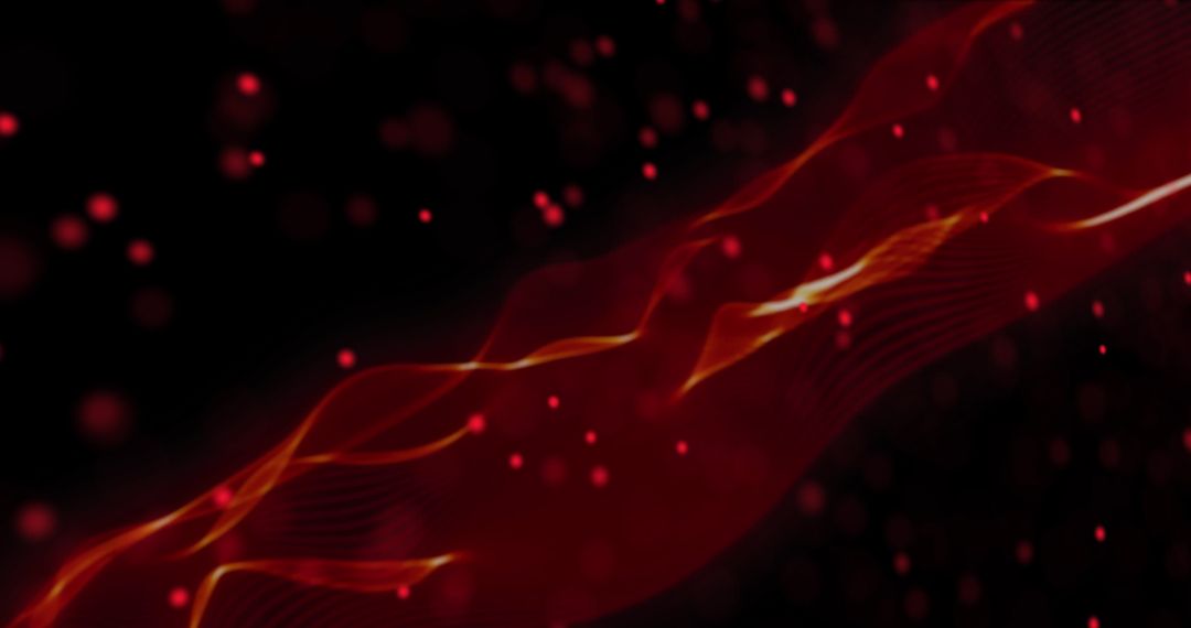 Abstract Red Waves and Dots on Dark Background