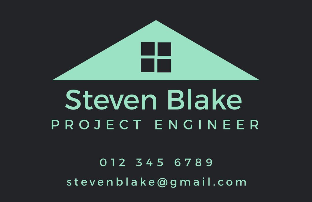 Minimalist Project Engineer Business Card Design with Roof Icon - Download Free Stock Templates Pikwizard.com