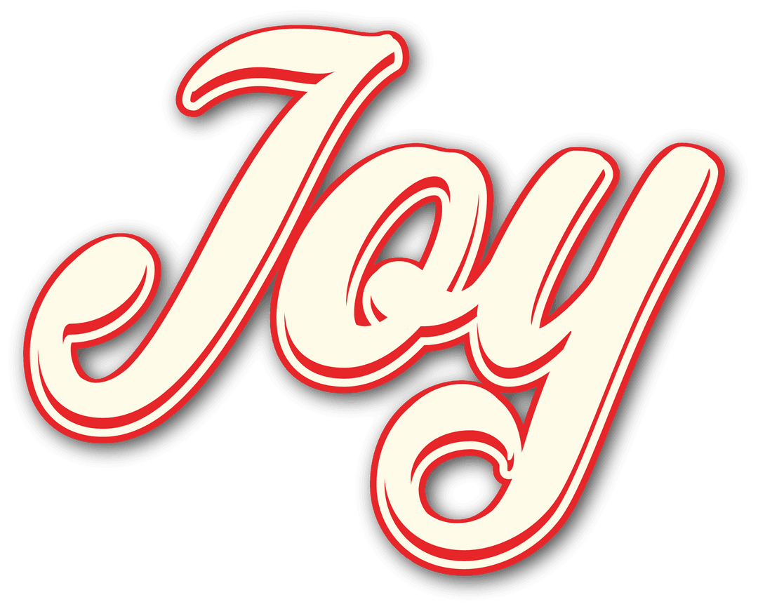 Transparent Joy Text Graphic with Red Outline for Festive Designs
