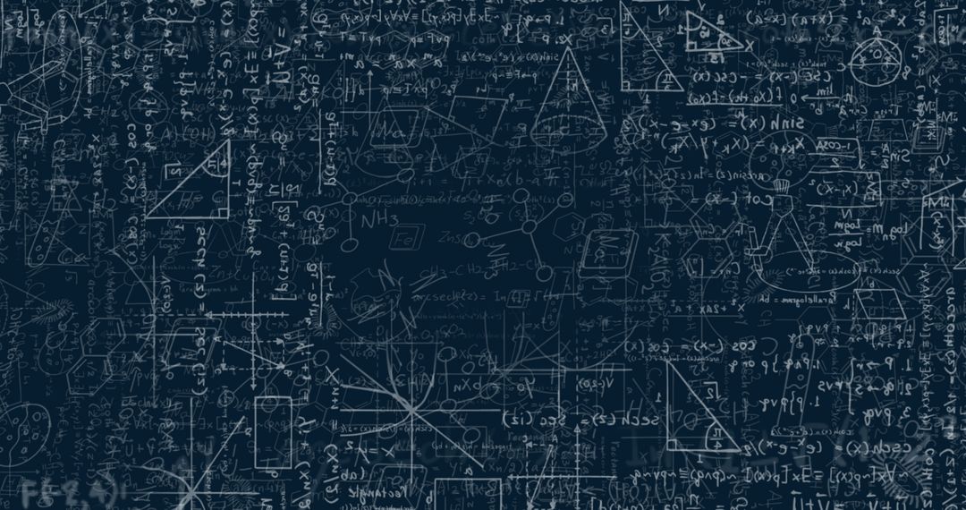 Complex Mathematical Equations on Dark Chalkboard Background
